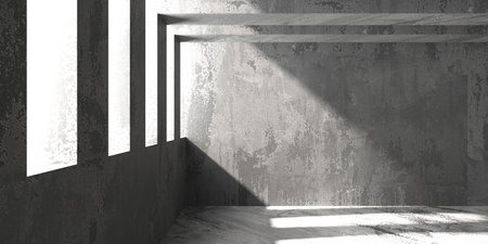 Concrete room with abstract interior design. 3d renderingの写真素材