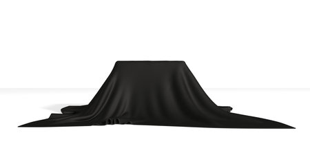 Empty podium covered with black cloth. 3d renderingの写真素材