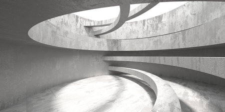 Abstract empty modern interior. concrete walls. architectural background. 3d renderingの写真素材