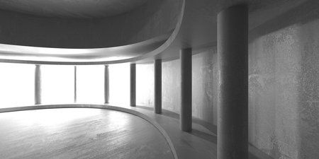Abstract empty modern interior. concrete walls. architectural background. 3d renderingの写真素材