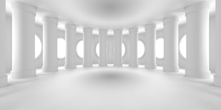White Abstract Modern Architecture Interior Background. 3d Render Illustrationの写真素材