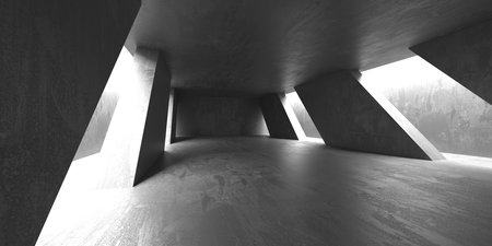 Abstract empty modern interior. concrete walls. architectural background. 3d renderingの写真素材