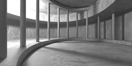 Abstract interior design concrete room. architectural background. 3d renderingの写真素材
