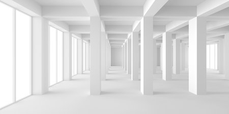 empty room. Abstract Futuristic Interior. 3d rendering illustrationの写真素材