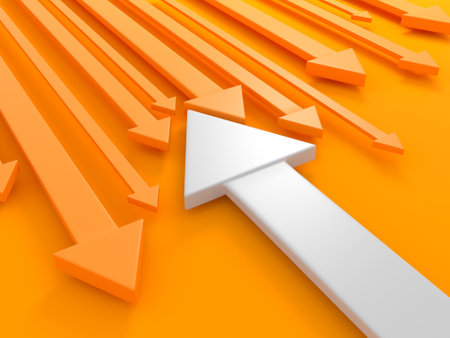 Creative digital arrows wallpaper. Success finance business concept. 3d rendering