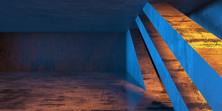 Abstract interior design concrete room. architectural background. 3d renderingの写真素材