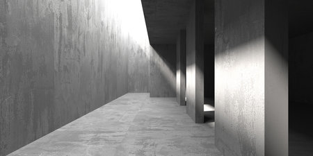Abstract empty modern interior. concrete walls. architectural background. 3d renderingの写真素材