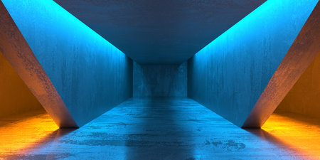 Abstract empty modern interior. concrete walls. architectural background. 3d renderingの写真素材