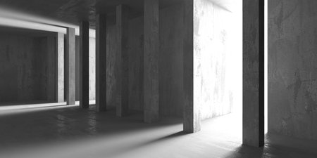 Abstract interior design concrete room. architectural background. 3d renderingの写真素材