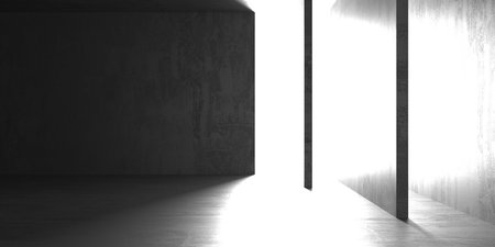 Abstract empty modern interior. concrete walls. architectural background. 3d renderingの写真素材