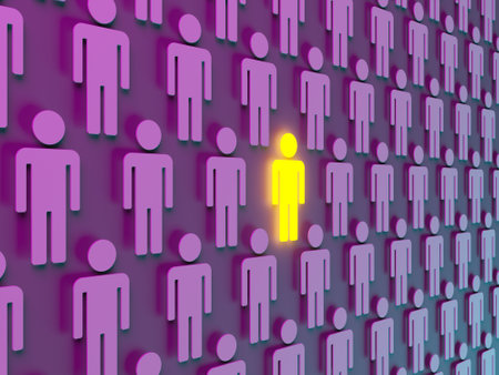 Stand out from the crowd. Unique person. Different winner. 3d renderingの写真素材