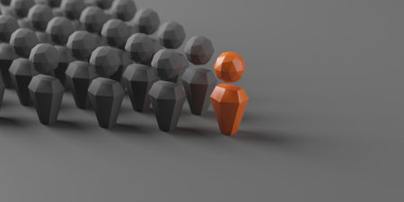 Stand out from the crowd. Unique person. Different winner. 3d renderingの写真素材