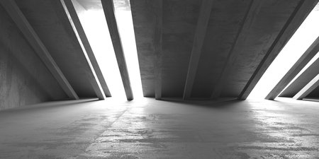 Abstract empty modern interior. concrete walls. architectural background. 3d renderingの写真素材
