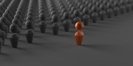 Stand out from the crowd. Unique person. Different winner. 3d renderingの写真素材