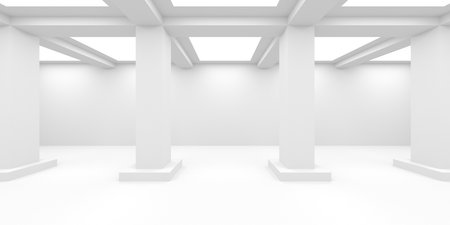 White Abstract Modern Architecture Interior Background. 3d Render Illustrationの写真素材