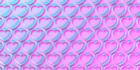 Love and valentine's day. Hearts shapes design celebration background. 3d renderingの写真素材