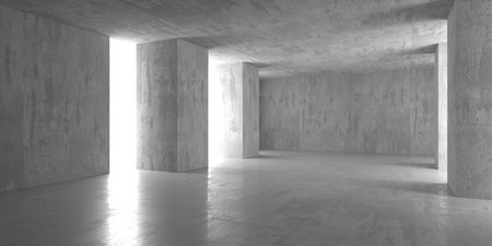 Abstract architecture background. Modern concrete room. 3d renderingの写真素材