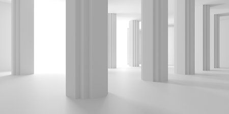 empty room. Abstract Futuristic Interior. 3d rendering illustrationの写真素材