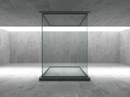 Abstract futuristic concrete and glass architecture. Minimalistic interior. 3d renderingの写真素材