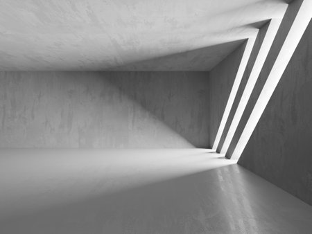 Abstract empty concrete interior. Minimalistic dark room design template. 3d renderingの写真素材