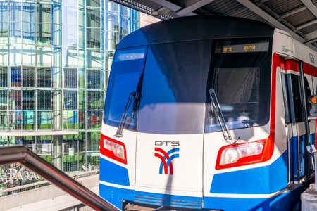 Bangkok, Thailand. February 25, 2024 : Sky train in Bangkok. Mass public transport railのeditorial素材