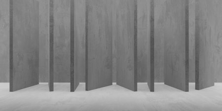 Concrete room with abstract interior. Open space. Industrial background template. 3d renderingの写真素材
