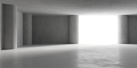 Grungy room with concrete walls. Old stone interior. 3d rendering