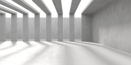 Abstract empty concrete interior. Minimalistic dark room design template. 3d renderingの写真素材