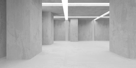 Grungy room with concrete walls. Old stone interior. 3d renderingの写真素材