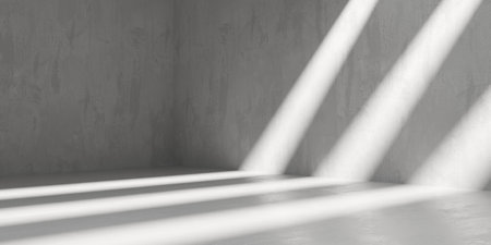 Concrete room with abstract interior. Open space. Industrial background template. 3d renderingの写真素材
