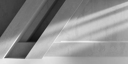Abstract empty concrete interior. Minimalistic dark room design template. 3d renderingの写真素材