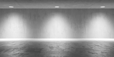 Grungy room with concrete walls. Old stone interior. 3d renderingの写真素材