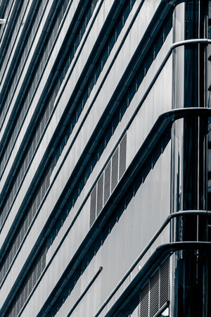 Modern elements in contemporary architecture. Facade of a modern apartment buildingの写真素材