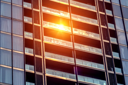 Modern building facade. Business industrial background. Contemporary commercial styleの写真素材