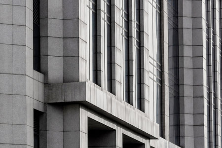 Facade Modern Building Exterior Details. Architectural contemporary concept. Minimal architecture modern buildingの写真素材