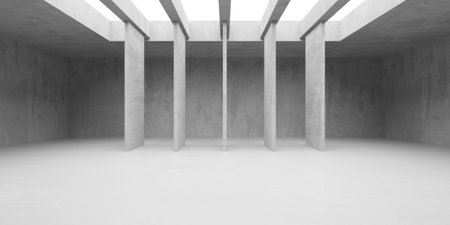 Grungy room with concrete walls. Old stone interior. 3d renderingの写真素材