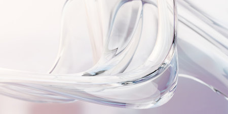 Transparent clear colorful glass or liquid waves. Neon pattern abstract background. 3d rendering