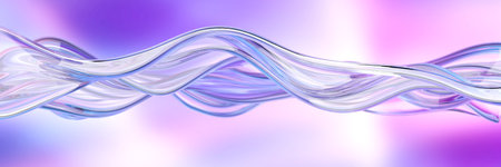 Transparent clear colorful glass or liquid waves. Neon pattern abstract background. 3d rendering