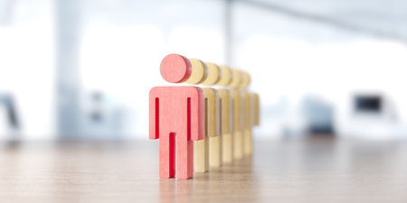 Stand out from the crowd and different creative idea concepts. Exceptionality, uniqueness and being different. 3d renderingの写真素材