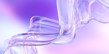 Transparent clear colorful glass or liquid waves. Neon pattern abstract background. 3d rendering