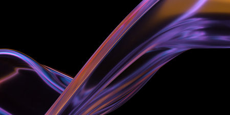 Colored graphic design glass elements dispersion. Abstract waves background. 3d rendering