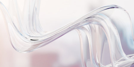 Transparent clear colorful glass or liquid waves. Neon pattern abstract background. 3d renderingの写真素材