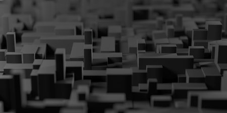 Abstract Black Geometric Shapes Background Texture. Modern and Minimalistic Concept Design. 3d renderingの写真素材