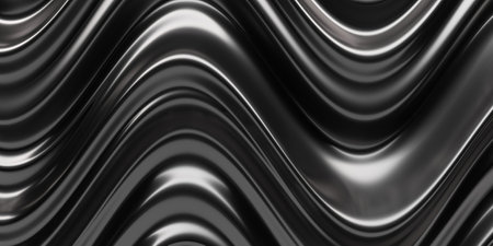Dark silver striped pattern background. Industrial abstract shape of waves. 3d renderingの写真素材