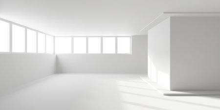 Futuristic white interior design. Empty room modern architecture. 3d renderingの写真素材