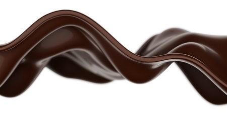 Melted liquid chocolate texture. Smooth sweet cream background. Brown color iquid. 3d renderingの写真素材