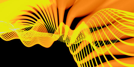 Particles waves with bokeh. Digital concept. Colorful abstract. 3d rendering