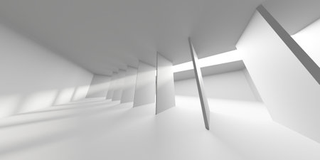 Abstract white room with light. Simple design. Architecture interior. 3d renderingの写真素材