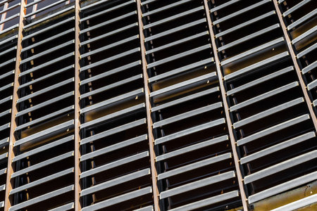 Architectural abstract metal construction design. Structure of steel for building exterior