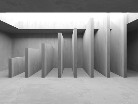 Grungy room with concrete walls. Old stone interior. 3d rendering